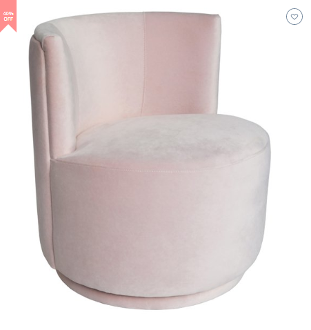 Pearla Velvet Swivel Chair $713.40 (RRP: $1,189)