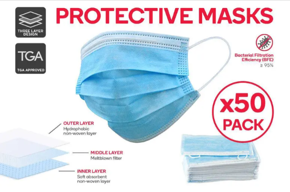 3 Ply Medical Protective Disposable Face Mask (50 Pack) $39.99 (Was $49.99)