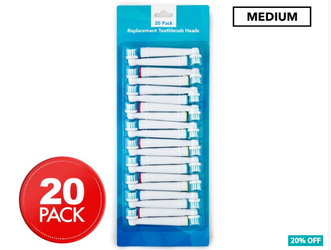 20 x Oral-B Compatible Replacement Toothbrush Heads – Medium $15.99 (RRP: $19.99