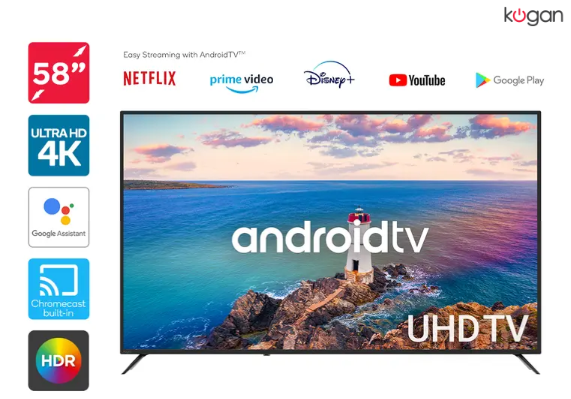 Kogan 58″ Smart HDR 4K UHD LED TV Android TV™ (Series 9, RU9210) $599 (Was $799.99