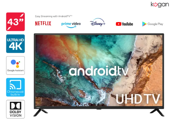 Kogan 43″ Smart HDR 4K UHD LED TV Android TV™ (Series 9, XU9210) $379 (RRP: $499.99)