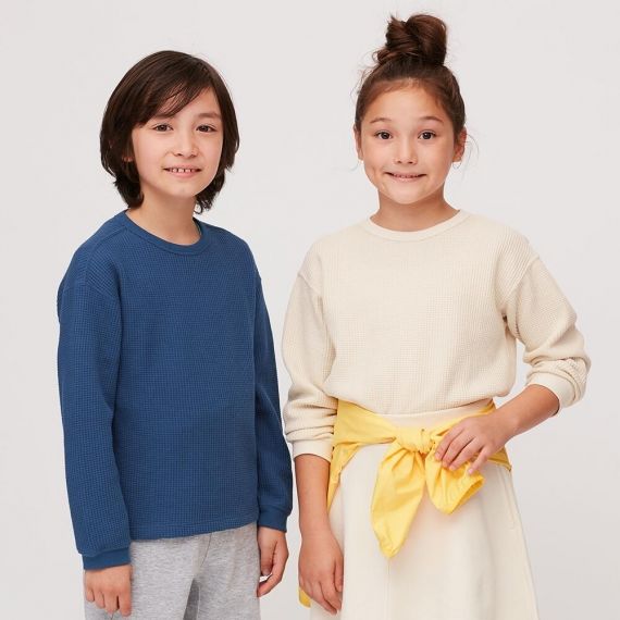 Uniqlo KIDS Waffle Crew Neck Long Sleeve T-Shirt $9.90 (Don’t pay $14.90)