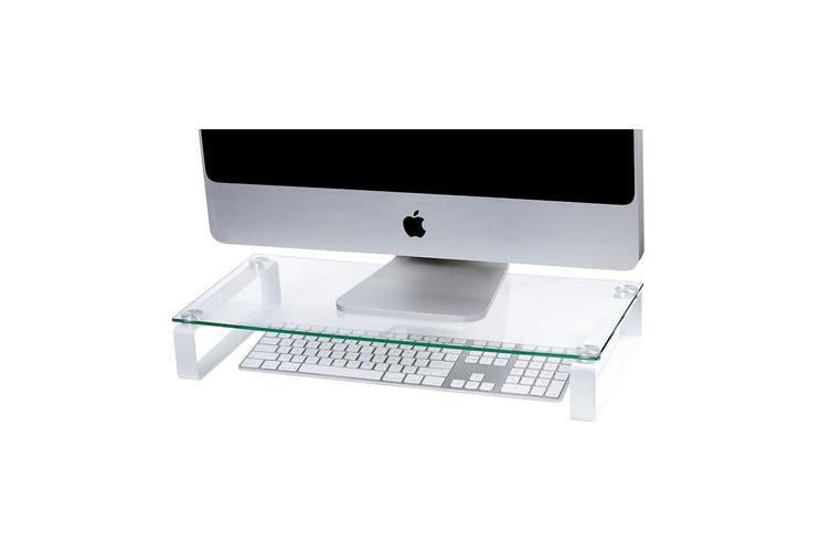 Esselte 60cm Computer Glass Monitor/Screen Riser Holder Desktop Stand Clear/WHT $69