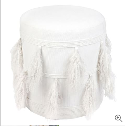 Cafe Society Tibetan Mongolian Fur Stool White $172.00 (RRP: $695.00)