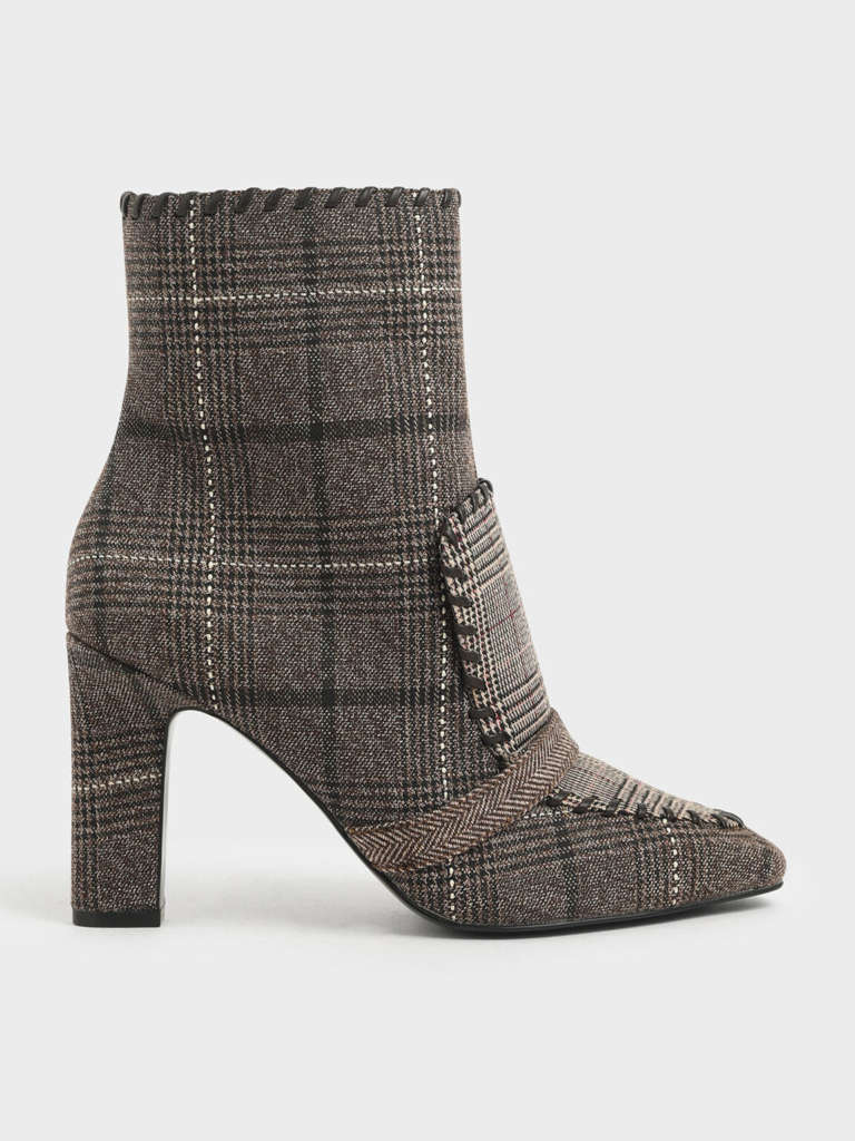 Tweed Whipstitch Trim Calf Boots $83 was $116