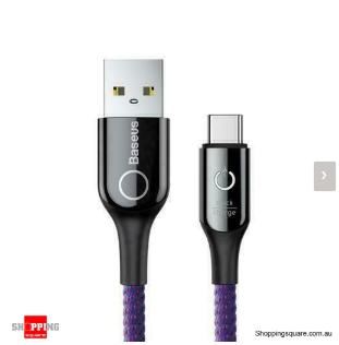 Baseus Type C Smart Change Breathe Lighting USB Cable Support 3A Fast Charging Purple Colour – AU $9.95 (RRP: $34.00)