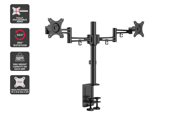 Kogan Articulating Dual Monitor Mount (Black, Anzio) $89.99 Was $169.99