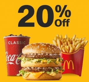 DEAL: McDonald’s – 20% off with Minimum $10 Spend using mymacca’s app (until 16 August 2020)