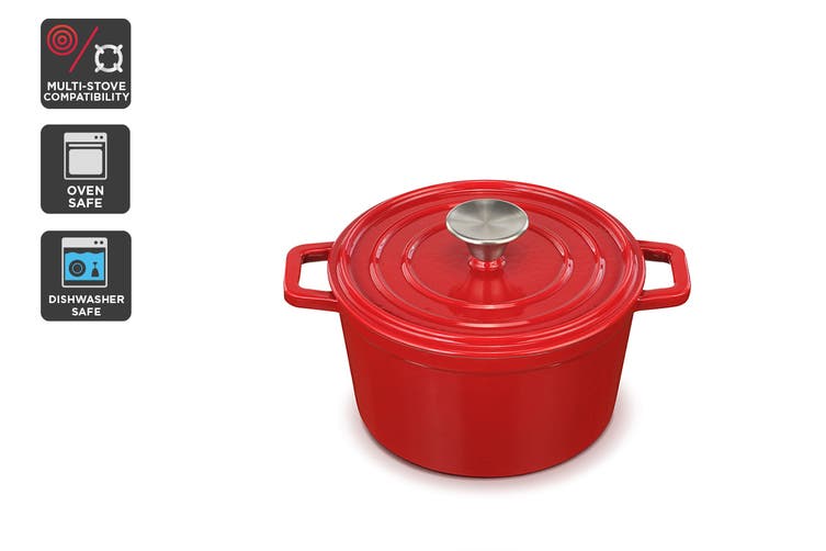 Ovela Cast Iron Casserole Dish 2.5L (Red) $39.99 was $109.99 (Save 63%)