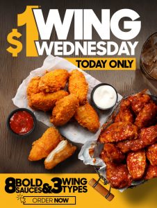 DEAL: Pizza Hut – $1 Wing Wednesday, 1 Large Pizza + 6 Wings + Drink $19.95 & More