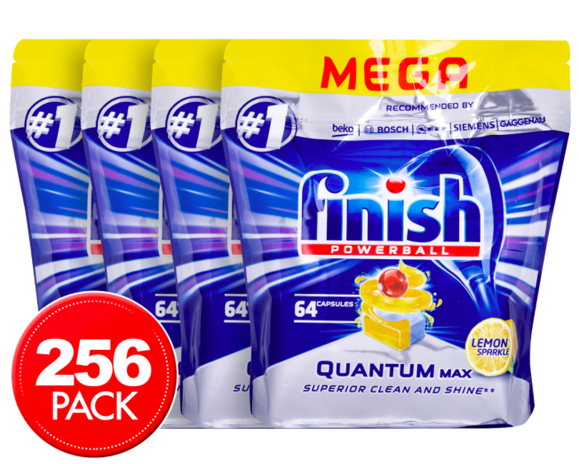 4 x 64pk Finish Powerball Quantum Max Dishwashing Tablets Lemon Sparkle $76 (Don’t pay $143.36)