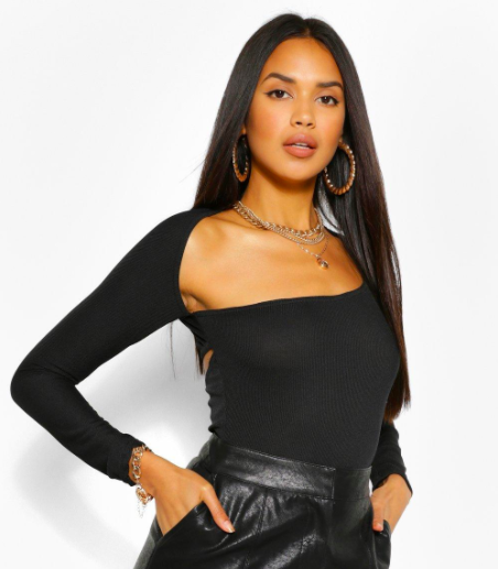 Rib Cut Out Detail Bodysuit $15 was $30 (50% OFF)