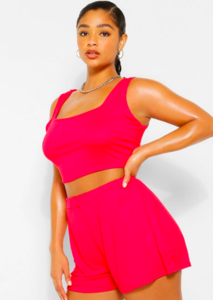 Boohoo Plus Jersey Singlet Top And Flippy Short Co-Ord $25.00 was $50.00 (50% OFF)