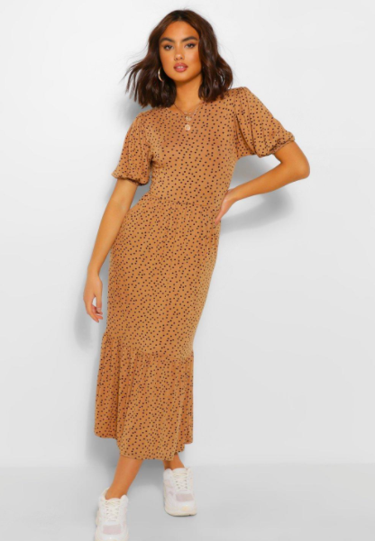 Boohoo Spot Print Puff Sleeve Tiered Midaxi Dress $25.00 was $50.00 (50% OFF)