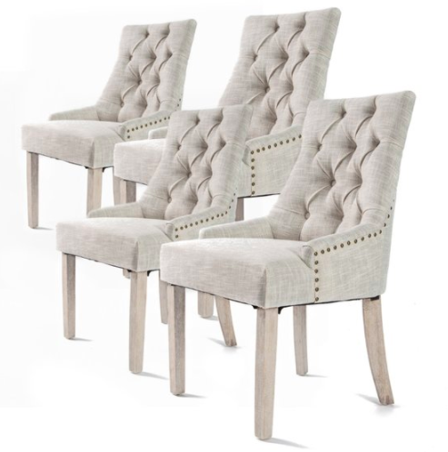 4X French Provincial Dining Chair Oak Leg AMOUR CREAM $659