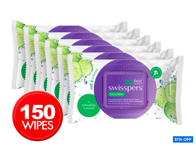 2 x Swisspers Facial Wipes Cucumber Triple Pack $14.98 (Don’t pay $30.98)