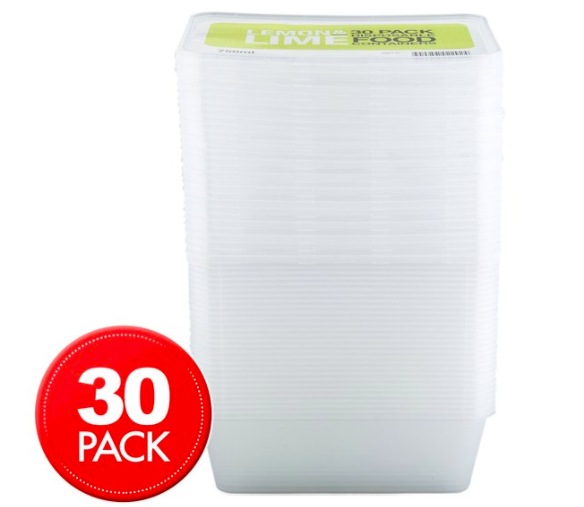 Lemon & Lime 750mL Rectangle Food Containers 30pk – Clear $9