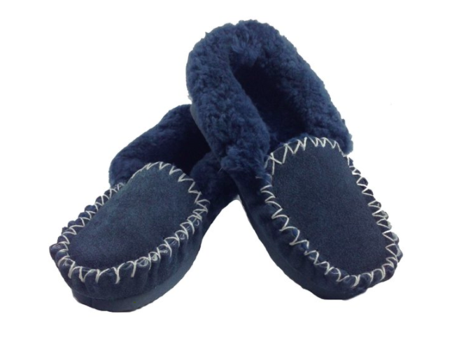 100% Sheepskin Moccasins Slippers Winter Casual Slip On Shoes – Navy $47.50