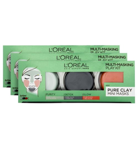 3 x L’Oréal Pure Clay Mini Masks 3-Pack 10mL $9.99