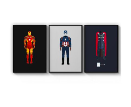 Set of 3 Marvel Superhero Costume Art – Black Frame from $124.95