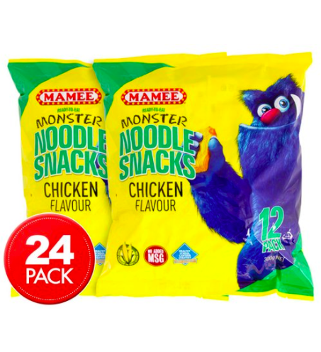 2 x 12pk Mamee Ready-To-Eat Monster Noodle Snacks Chicken 300g $8.98