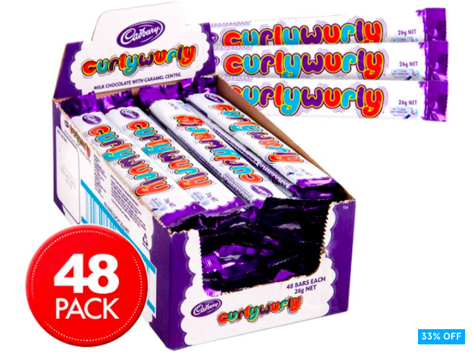 48 x Cadbury Curly Wurly Bars 26g $23.95 (Don’t pay $36)