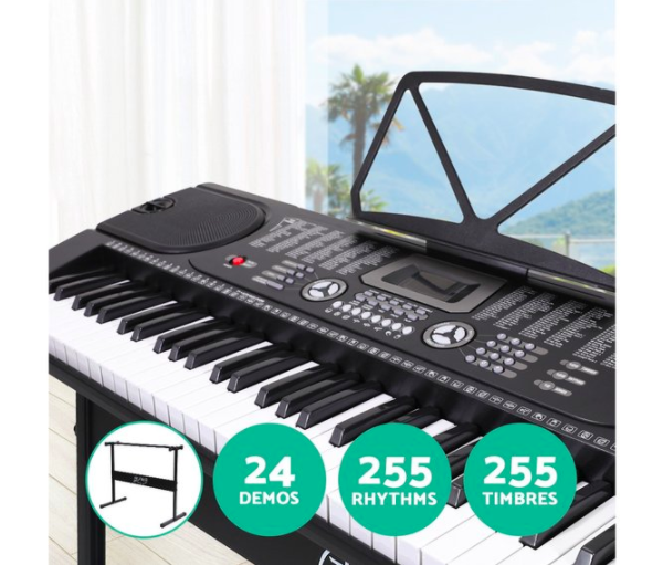 Alpha 61 Keys Electronic Piano Keyboard Music LED Electric Holder Stand Adaptor $153.95