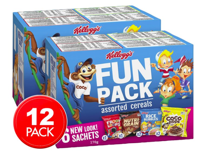 2 x 6pk Kellogg’s Cereal Fun Pack $10.98