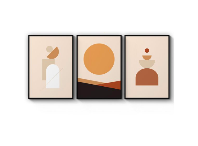 Set of 3 Abstract Minimal Shape Wall Art Prints – No Frame from $31.95