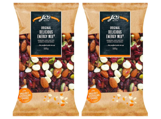 2 x J.C.’s Quality Foods Original Delicious Energy Mix 500g $17