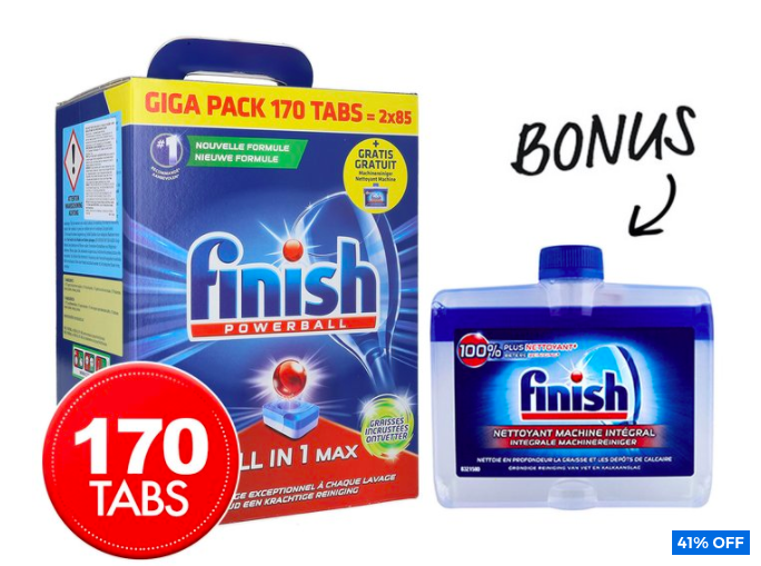 170pk Finish Powerball All In 1 Max Dishwashing Tabs Pack + Bonus Dishwasher Cleaner $40 (Don’t pay $68)