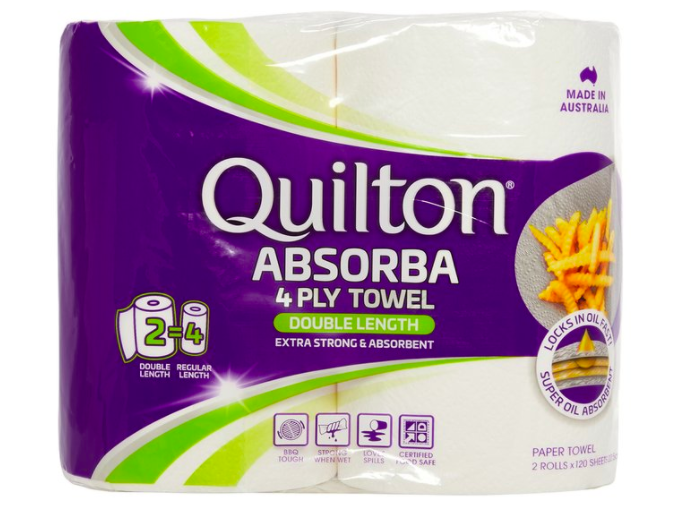 Quilton Absorba 4 Ply Double Length Paper Towels 2pk $7