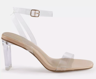 nude clear perspex mid illusion heel sandals $35.99 was $70.99