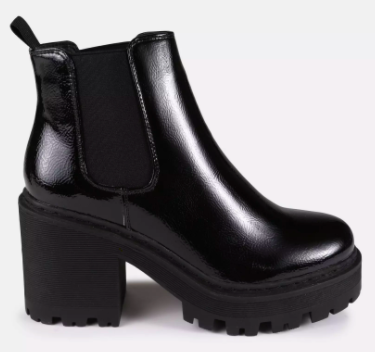 black patent cleated sole chelsea boots $37.99 was $75.99