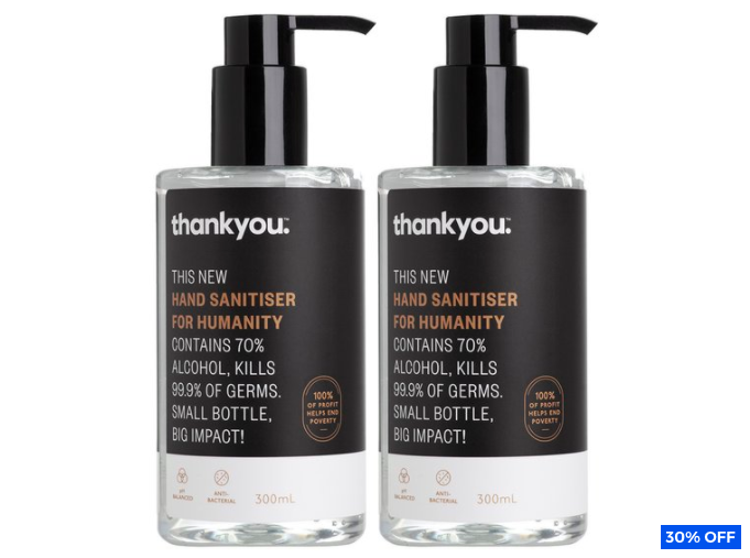 2xThankyou. Antibacterial Hand Sanitiser 300mL $17.98 (Don’t pay $25.98)