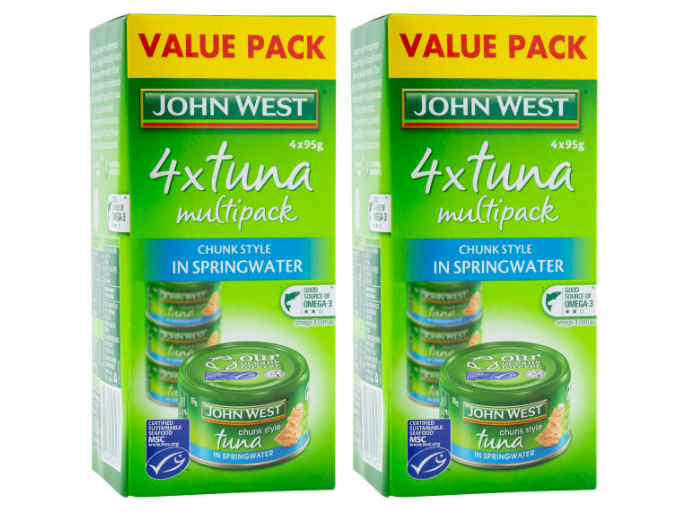 2 x John West Tuna Chunk Style In Springwater 4pk $12