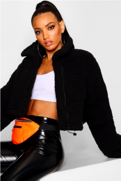 Crop Fleece Oversized Puffer Jacket $42.50 was $85 (50% OFF)