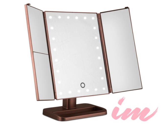 Illuminate Me 3-Way Makeup Mirror w/ LED Lights – Rose Gold $37.99