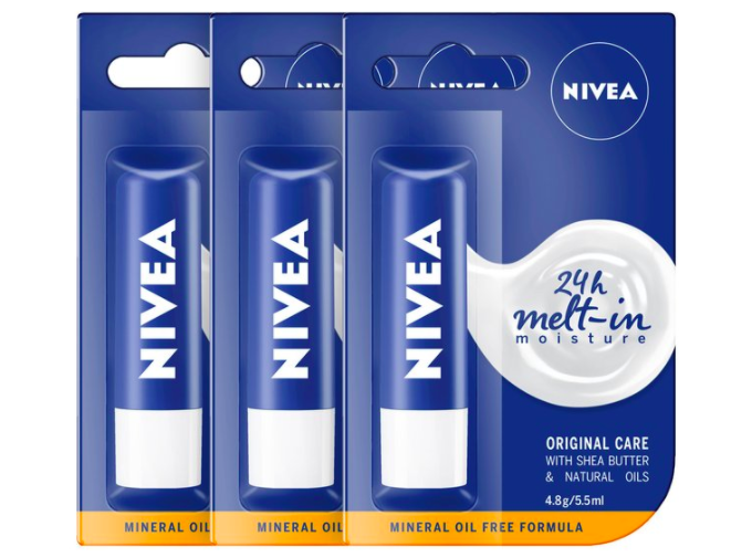 3 x Nivea Original Care Lip Balm 4.8g $8.97