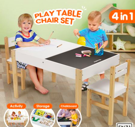 Kidbot Multifunctional Kids Table and Chairs Set Chalkboard Toys Play Storage Desk $119.97 Was $229.95