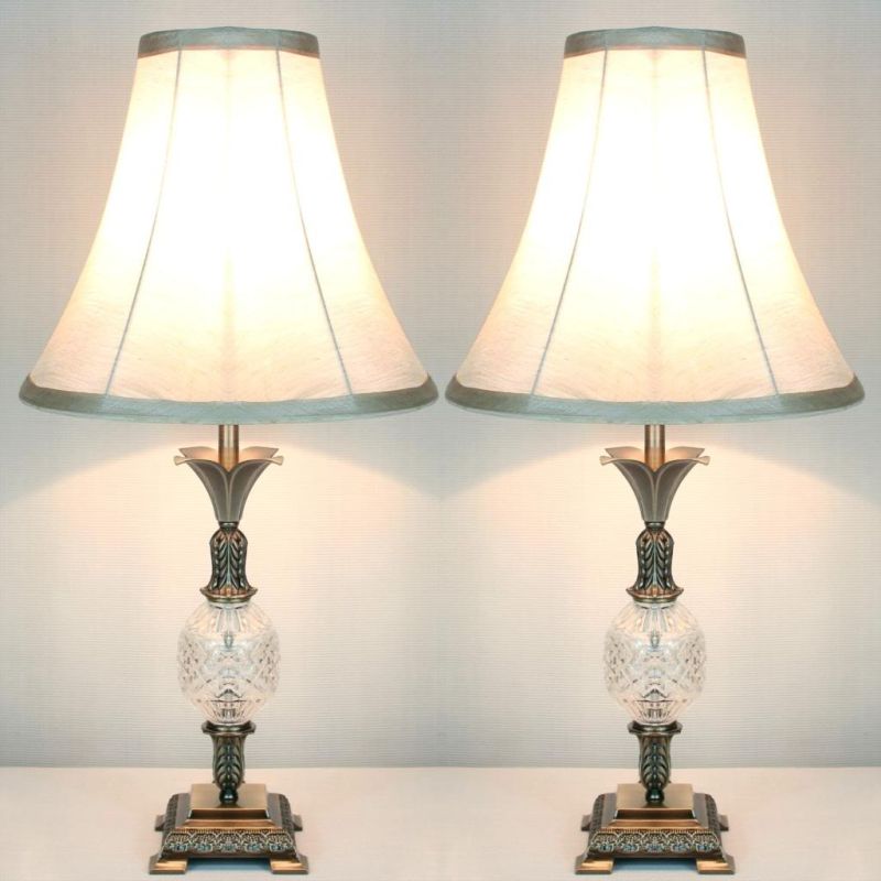 2x Vintage Bedside Table Lamps w/ Glass Metal Base $149.99