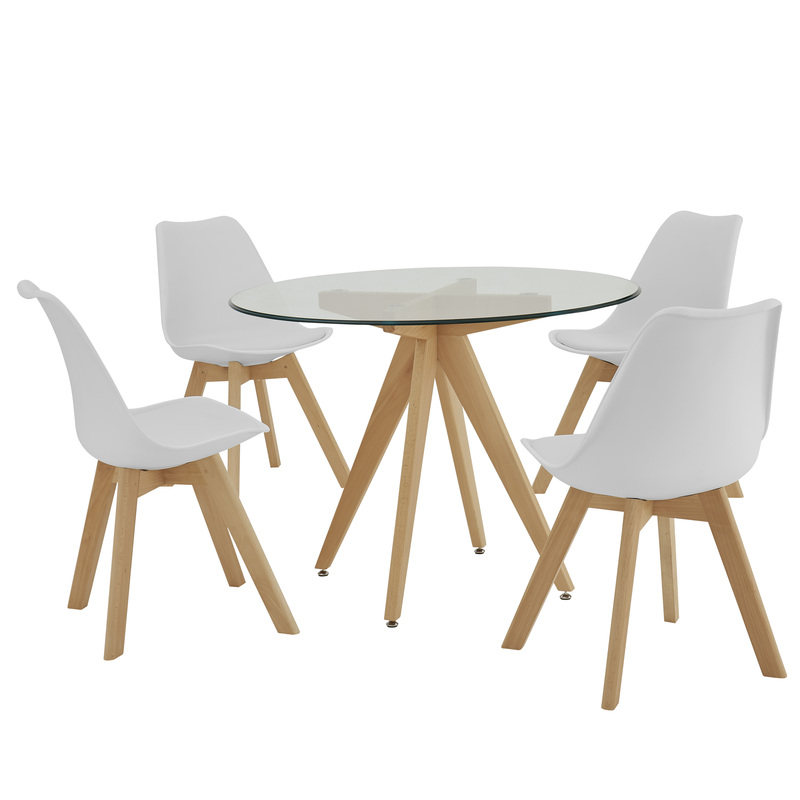 DukeLiving 4 Seater Natural Scandi & Eames Style Dining 5 Piece Set $399 (RRP $508)
