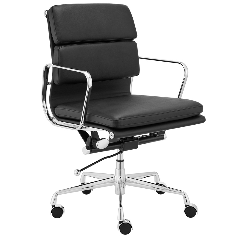 ErgoDuke Eames Replica Low Back Leather Soft Pad Management Office Chair Black $299 RRP $329.00 (SAVE 9%)