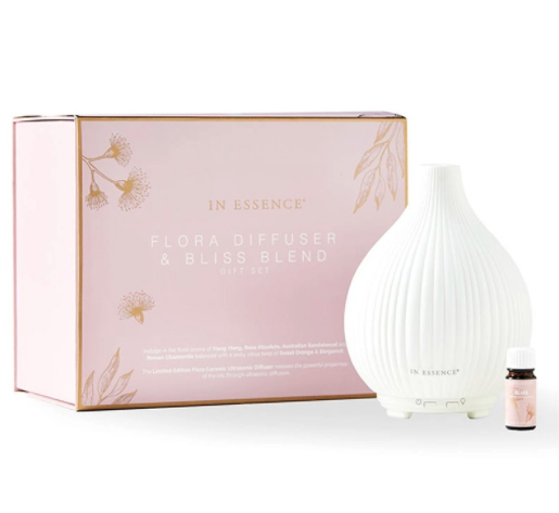 The In Essence Flora Diffuser & Bliss Blend Gift Set Limited Edition is the perfect pamper pack for someone special, get this for $69.95!