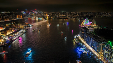1.5-Hour Vivid Lights and Sydney Harbour Cruise with Buffet and Drink on Arrival for $29!