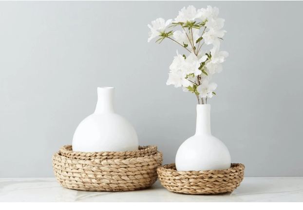 Powder Coated White Round Vase for Your Center Table