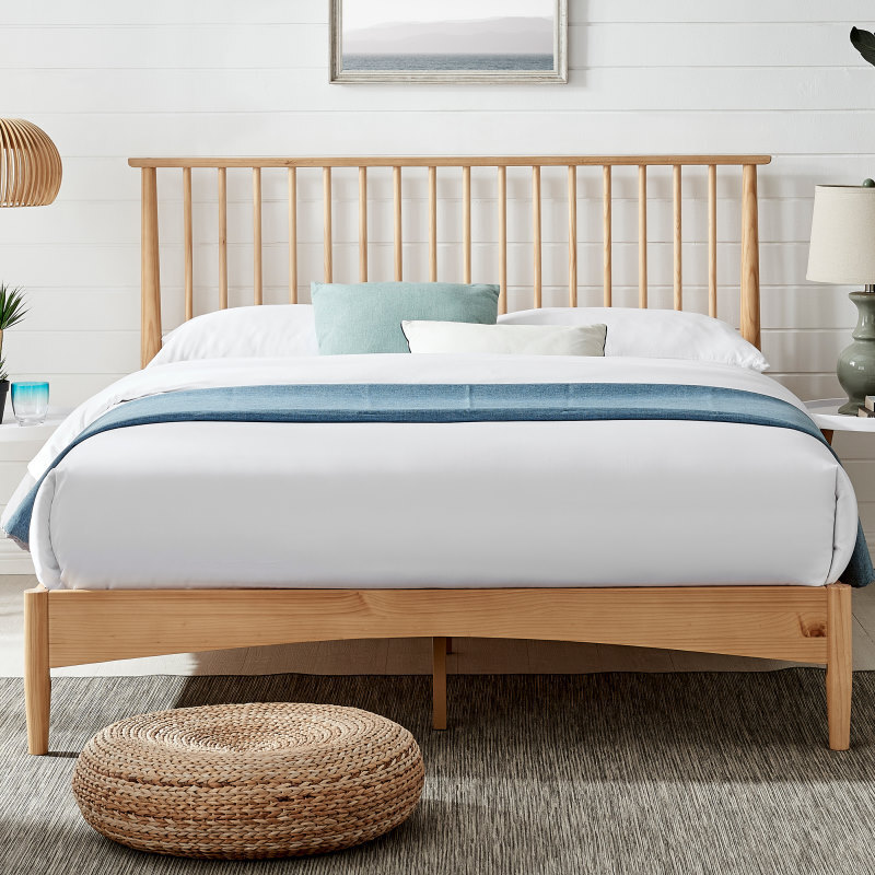 DukeLiving Oslo Nordic Spindle Timber Bed Natural (Double, Queen) $299
