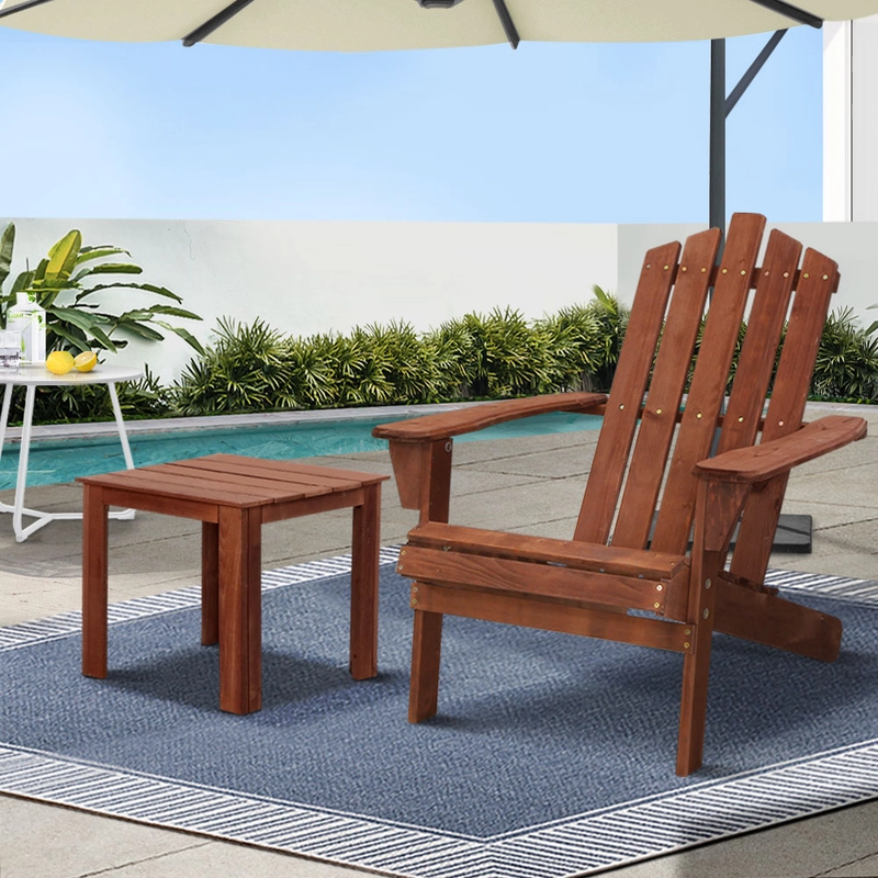 Gardeon Outdoor Sun Lounge Beach Chairs Table Setting Wooden Adirondack Patio Lounges Chair $89